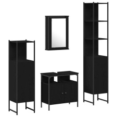 vidaXL Set di mobili da bagno in 4 pezzi in legno ingegnerizzato di rovere nero