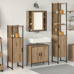 vidaXL Set di Mobili da Bagno in 4 Pezzi in Quercia Artigianale