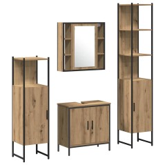 vidaXL Set di Mobili da Bagno in 4 Pezzi in Quercia Artigianale