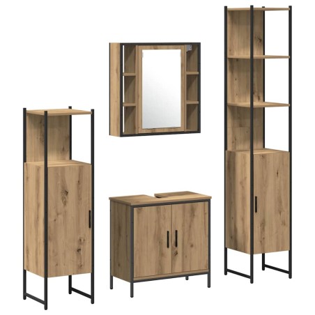 vidaXL Set di Mobili da Bagno in 4 Pezzi in Quercia Artigianale