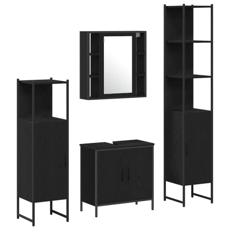 vidaXL Set di Mobili per Bagno in 4 Pezzi Rovere Nero Legno Ingegnerizzato