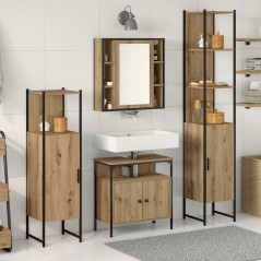 vidaXL Set di mobili da bagno da 4 pezzi in legno ingegnerizzato rovere artisanale