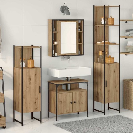 vidaXL Set di mobili da bagno da 4 pezzi in legno ingegnerizzato rovere artisanale
