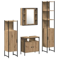 vidaXL Set di mobili da bagno da 4 pezzi in legno ingegnerizzato rovere artisanale