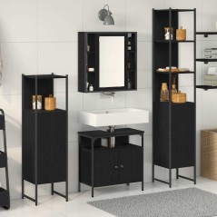 vidaXL Set di Mobili da Bagno in 4 Pezzi in Rovere Nero—Legno Ingegnerizzato