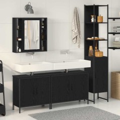 vidaXL Set di mobili per bagno a 4 pezzi in legno ingegnerizzato, rovere nero