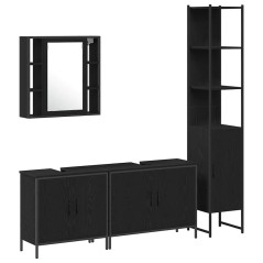 vidaXL Set di mobili per bagno a 4 pezzi in legno ingegnerizzato, rovere nero