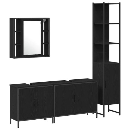 vidaXL Set di mobili per bagno a 4 pezzi in legno ingegnerizzato, rovere nero