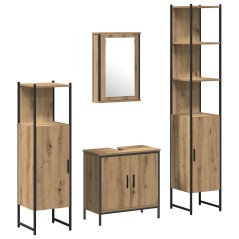 vidaXL Set di mobili da bagno a 4 pezzi in legno ingegnerizzato rovere artisan