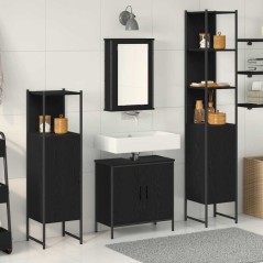 vidaXL Set Mobili da Bagno 4 Pezzi Rovere Nero Legno Ingegnerizzato