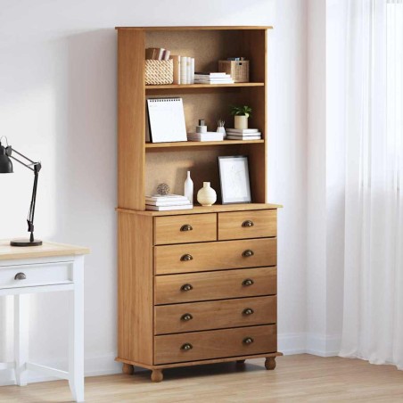 vidaXL Hutch “ASKIM” Miele bruno 91x40x199.5 cm Legno massello Pino