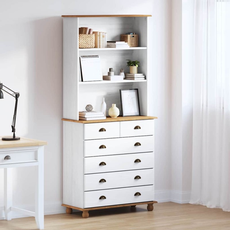 Vetrina vidaXL “ASKIM” Bianca 91x40x199.5 cm Legno Massello di Pino Vetrina vidaXL “ASKIM” Bianca 91x40x199.5 cm Legno Massello di Pino