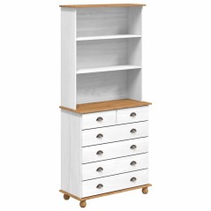 Vetrina vidaXL “ASKIM” Bianca 91x40x199.5 cm Legno Massello di Pino