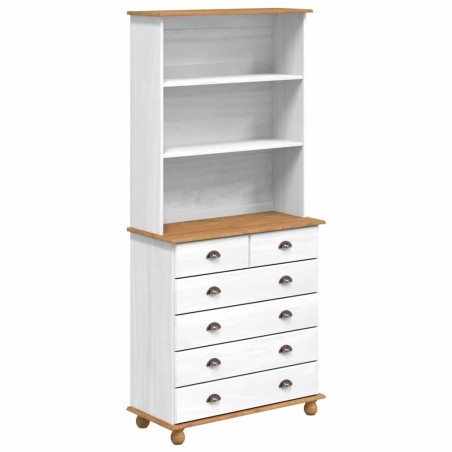 Vetrina vidaXL “ASKIM” Bianca 91x40x199.5 cm Legno Massello di Pino