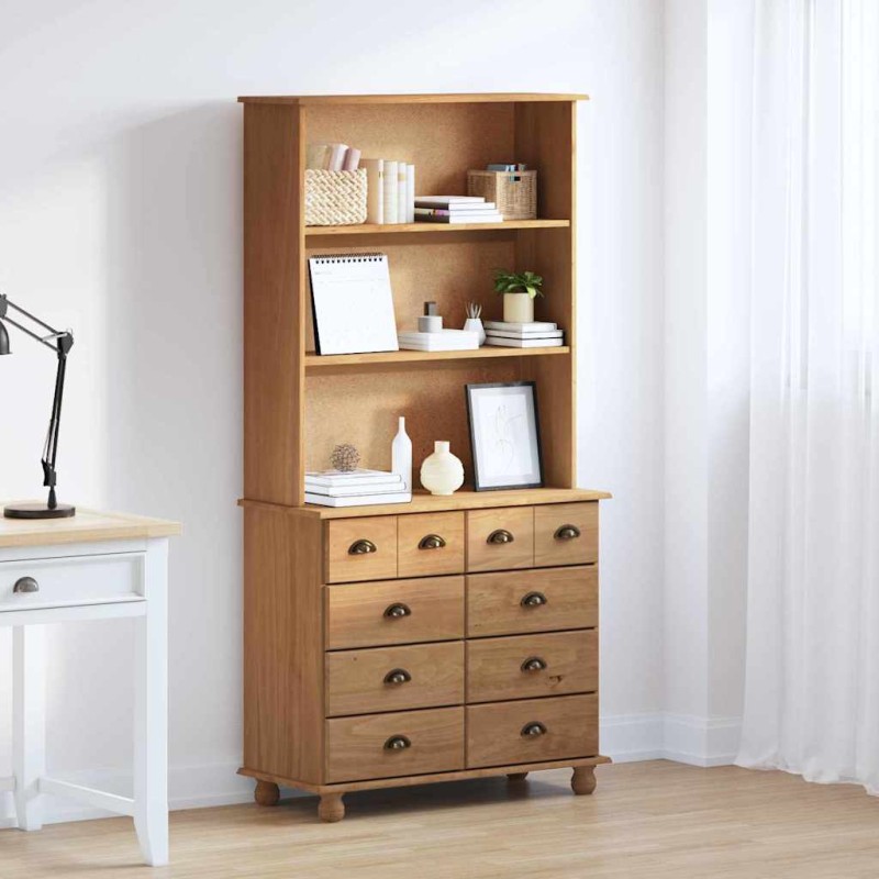 Hutch vidaXL 'ASKIM'Miele bruno 91x40x183 cm Legno massello di pino