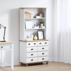 Hutch vidaXL "ASKIM" Bianca 91x40x183 cm Legno Massello Pino