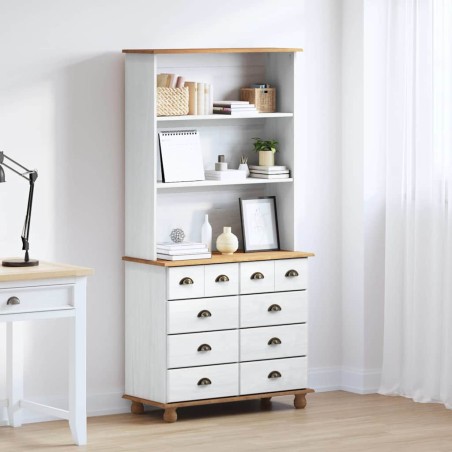 Hutch vidaXL "ASKIM" Bianca 91x40x183 cm Legno Massello Pino