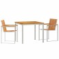 vidaXL Set da Pranzo da Giardino in 3 Pezzi in Legno Massello di Acacia e Acciaio Inossidabile