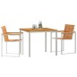 vidaXL Set da Pranzo da Giardino in 3 Pezzi in Legno Massello di Acacia e Acciaio Inossidabile