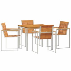 vidaXL Set da Pranzo per Giardino 5 Pezzi in Legno Massello di Acacia e Acciaio Inossidabile
