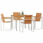 vidaXL Set da Pranzo per Giardino 5 Pezzi in Legno Massello di Acacia e Acciaio Inossidabile