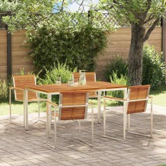 vidaXL Set da pranzo da giardino 5 pezzi in legno di acacia e acciaio inox