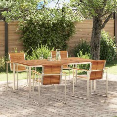 vidaXL Set da pranzo da giardino 5 pezzi in legno massello di acacia e acciaio inox.