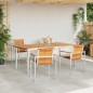 vidaXL Set da pranzo da giardino 5 pezzi in legno massello di acacia e acciaio inox. vidaXL Set da pranzo da giardino 5 pezzi in legno massello di acacia e acciaio inox.