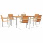 vidaXL Set da Pranzo da Giardino 7 Pezzi in Legno Massello di Acacia e Acciaio Inossidabile