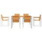 vidaXL Set da Pranzo da Giardino 7 Pezzi in Legno Massello di Acacia e Acciaio Inossidabile