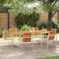 vidaXL Set da Pranzo da Giardino 7 Pezzi in Legno Massello di Acacia e Acciaio Inossidabile
