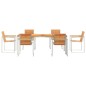 vidaXL Set da Pranzo da Giardino 7 Pezzi in Legno Massello di Acacia e Acciaio Inossidabile