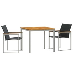 vidaXL Set pranzo giardino 3 pezzi in legno massello di acacia e acciaio inox