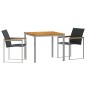 vidaXL Set pranzo giardino 3 pezzi in legno massello di acacia e acciaio inox