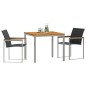 vidaXL Set pranzo giardino 3 pezzi in legno massello di acacia e acciaio inox