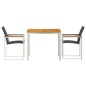 vidaXL Set pranzo giardino 3 pezzi in legno massello di acacia e acciaio inox