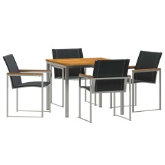 vidaXL Set da Pranzo da Giardino 5 Pezzi in Legno Massello di Acacia e Acciaio Inossidabile