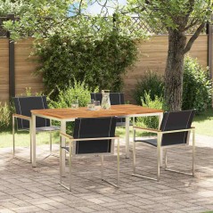 vidaXL Set da pranzo da giardino 5 pezzi in legno massello di acacia e acciaio inox