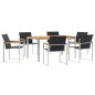 vidaXL Set pranzo giardino 7 pezzi in legno massello di acacia e acciaio inox.