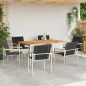 vidaXL Set pranzo giardino 7 pezzi in legno massello di acacia e acciaio inox.