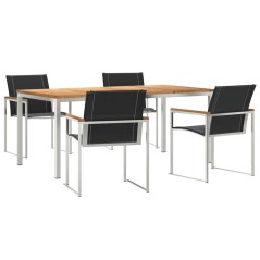 vidaXL Set pranzo da giardino 5 pezzi in legno massello d'acacia e acciaio inox