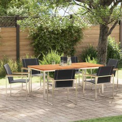 vidaXL Set da pranzo da giardino 7 pezzi in legno massello di acacia e acciaio inossidabile