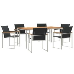 vidaXL Set da pranzo da giardino 7 pezzi in legno massello di acacia e acciaio inossidabile