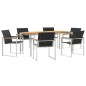 vidaXL Set da pranzo da giardino 7 pezzi in legno massello di acacia e acciaio inossidabile vidaXL Set da pranzo da giardino 7 pezzi in legno massello di acacia e acciaio inossidabile