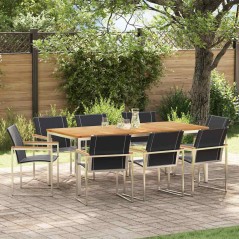 vidaXL Set da pranzo da giardino 9 pezzi in legno di acacia e acciaio inox