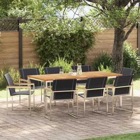 vidaXL Set da pranzo da giardino 9 pezzi in legno di acacia e acciaio inox