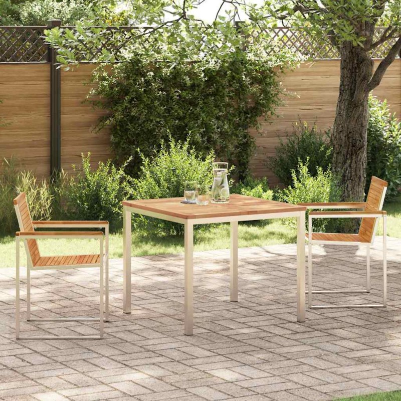 vidaXL Set da pranzo da giardino 3 pezzi in legno di teak e acciaio inossidabile