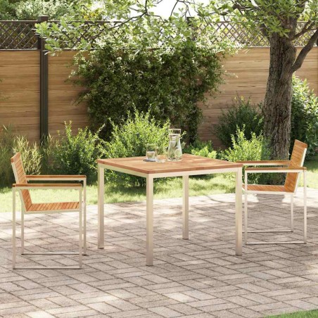 vidaXL Set da pranzo da giardino 3 pezzi in legno di teak e acciaio inossidabile