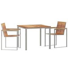 vidaXL Set da pranzo da giardino 3 pezzi in legno di teak e acciaio inossidabile