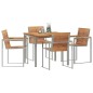 vidaXL Set da pranzo da giardino 5 pezzi in legno massello di teak e acciaio inox. vidaXL Set da pranzo da giardino 5 pezzi in legno massello di teak e acciaio inox.